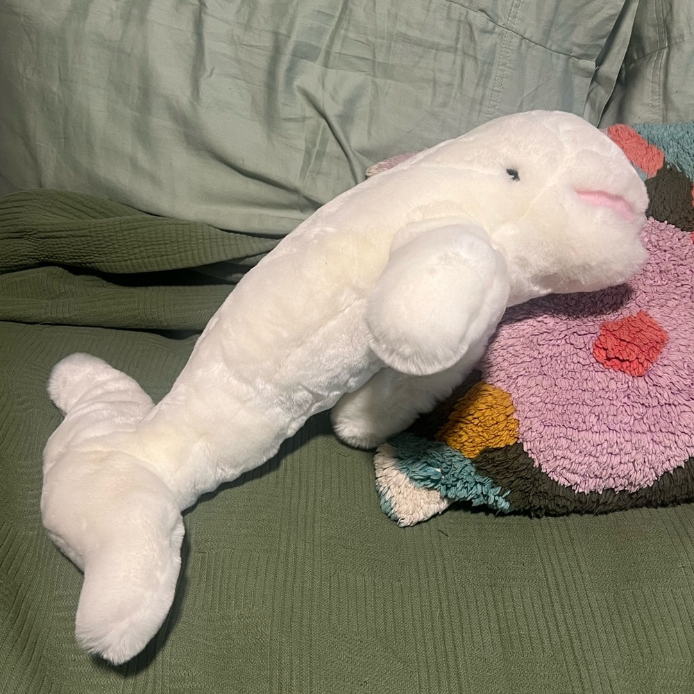 Sea World  White Beluga Whale Plush Ocean Souvenir 18” Soft Stuffed Animal